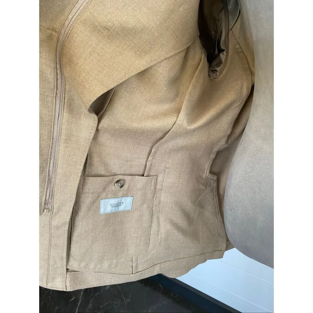GIASONE Austin Hood Detachable Casual Blazer Jacket Camel Sport Coat Sz 44 R NEW - Picture 11 of 11